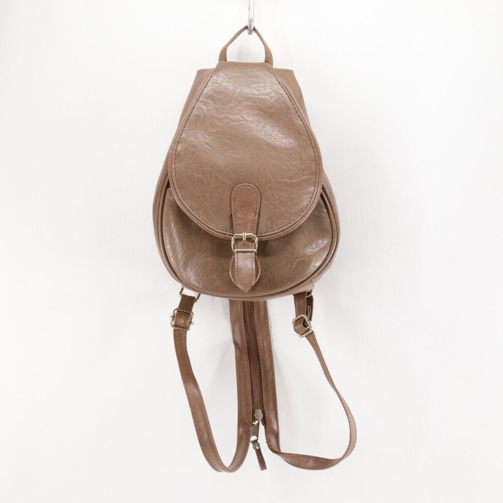 Monique Backpack Handbag Women Small Cocoa Brown Faux Leather Saddle Bag